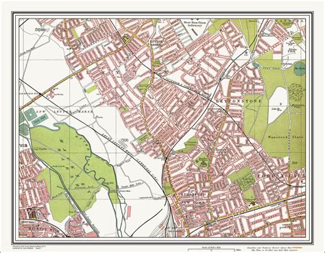An Old Map Of The Leyton Leytonstone Area London In 1908 As An
