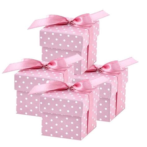 Cute Pink Polka Dot Square Favor T Boxes With Lid For Etsy