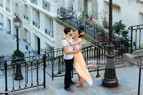 Romantic Couple In Montmartre Paris High Res Stock Photo Getty Images