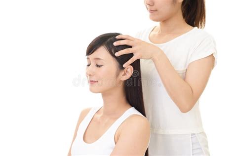 woman receives scalp massage stock image image of healthy female 135542747