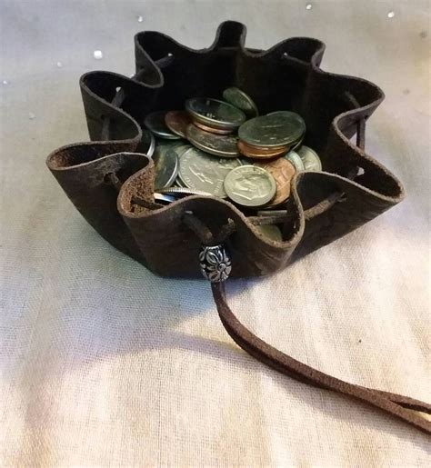 Medieval Style Leather Drawstring Coin Pouch Purse Etsy