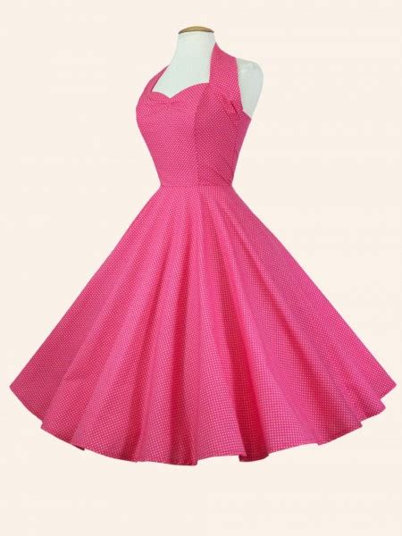 1950s Halterneck Pink White Dot Dress Women From Vivien Of Holloway Uk