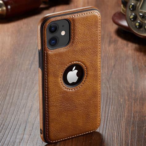 For Iphone 11 Pro Max 12 Pro Case Luxury Vintage Pu Leather Back Thin
