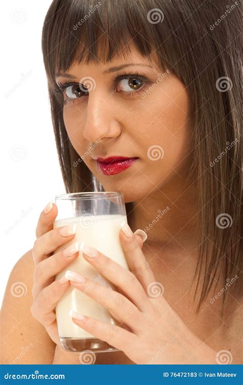 Woman Drinking Milk Stock Image Image Of Female Diet 76472183