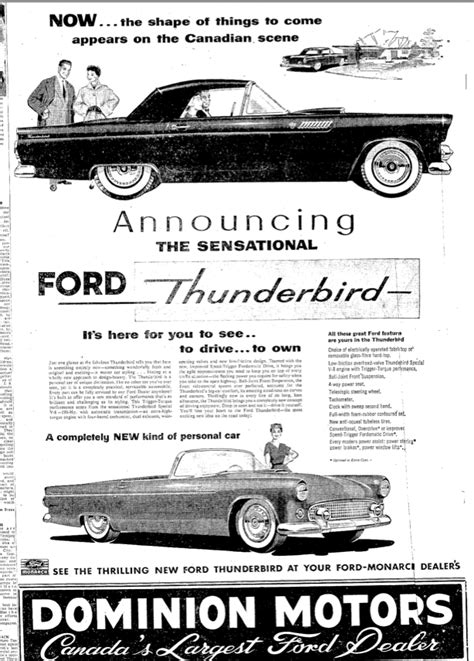 Vintage Ads 1955 1957 Thunderbird The “light Of Hand” Performer