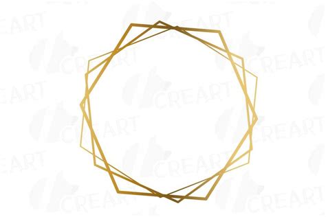 Elegant Wedding Geometric Golden Frames Lineal Frames Clip Art