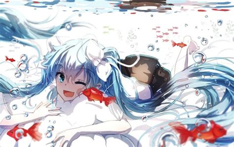 anime with fish Tìm với Google Hatsune miku Anime Anime wallpaper