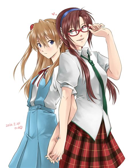 Redhead Long Hair Brunette Two Women Anime Anime Girls Neon