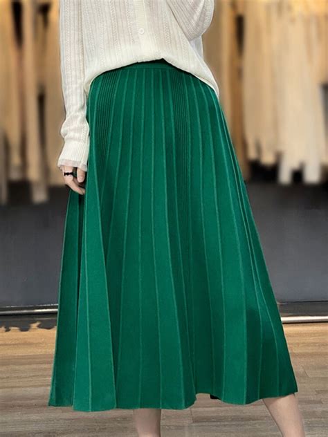 Tigena Vintage Knitted Midi Long Skirt For Women Fall Winter