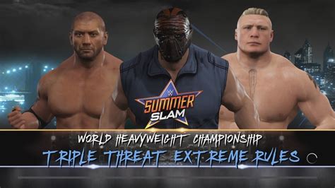 Wwe 2k17 Batista Vs Brock Lesnar Vs Matazna World Title Youtube
