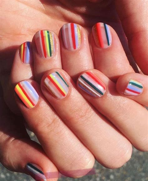 38 Pride Nail Ideas — Rainbow Strip Short Nails