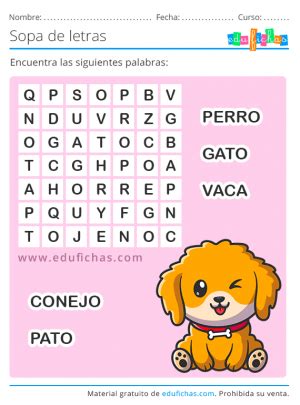 Sopa De Letras Para Ni Os Pasatiempos Para Imprimir Gratis