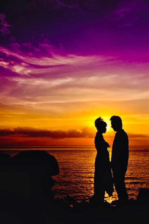 Free Images Man Beach Sea Ocean Horizon Silhouette Woman Sunrise Sunset Sunlight