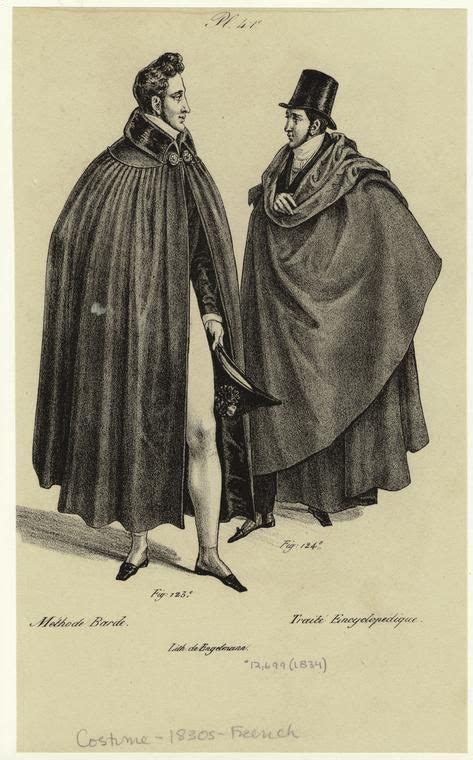 1830 France Fashion Cloaks France 1830s Men Clothing