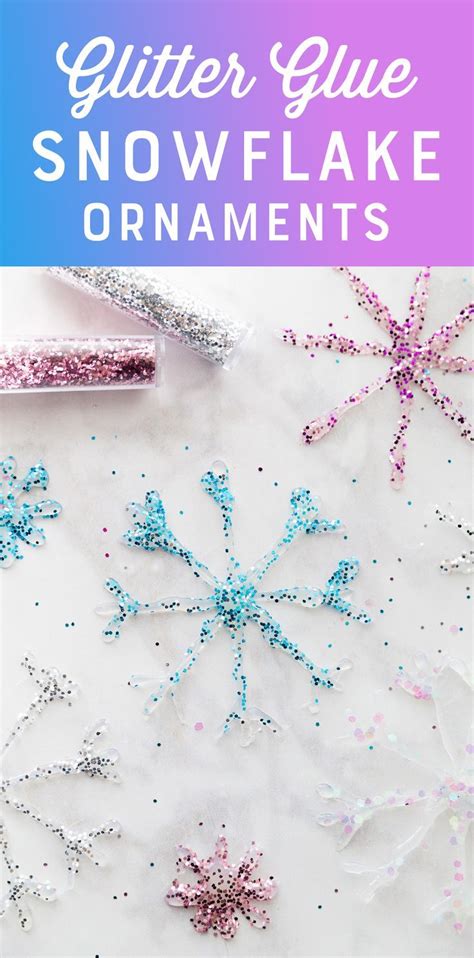 Diy Glitter Glue Snowflake Ornaments Easy Hot Glue And Glitter