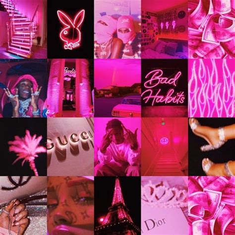 Art Collectibles Digital Prints Boujee Pink Aesthetic Wall Collage