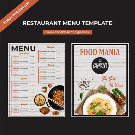 Download Restaurant Menu Template Front And Back Design Coreldraw