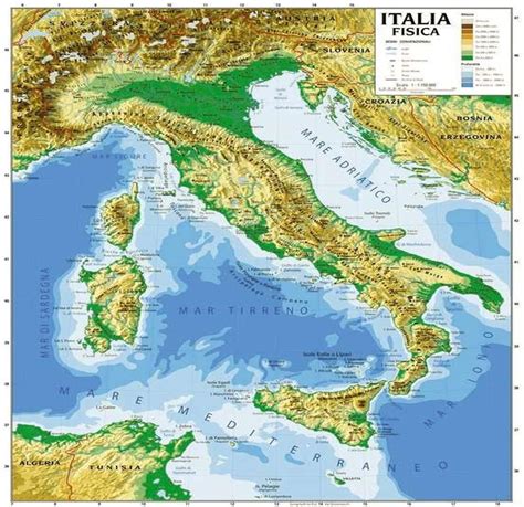 Cartina Carta Geogrifica Italia Bifacciale Fisica Politica 100x140cm