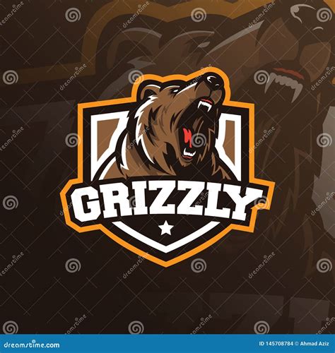 Grizzly Esport Mascot Logo Design Cartoon Vector