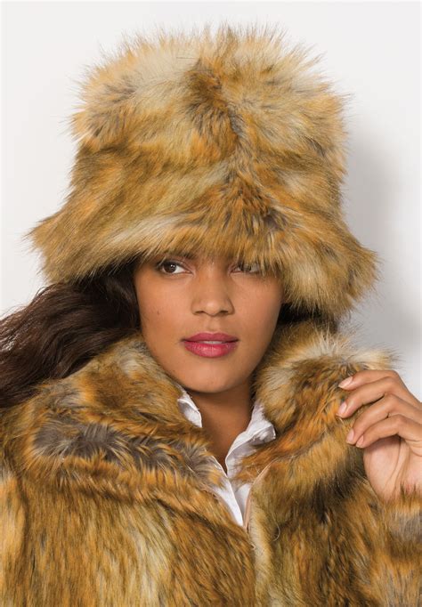 Faux Fur Bucket Hat Plus Size Hats Roamans