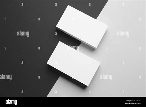 Blank Business Cards On Black And White Background Stock Photo Alamy