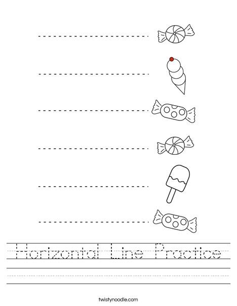 Horizontal Line Practice Worksheet Twisty Noodle