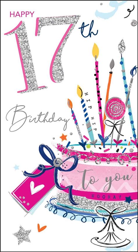 17th Birthday Card Female Pink Cake Highworth Emporium