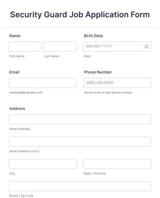 Security Guard Job Application Form Template Jotform
