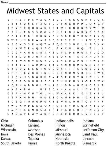 Midwestern And Great Plains Region Crossword Wordmint