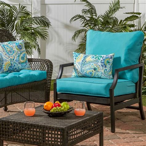 Greendale Home Fashions 25 In X 25 In 2 Piece Teal Deep Seat Patio