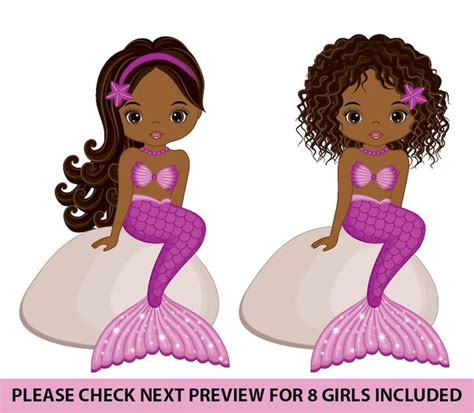 Mermaids Clipart Vector Mermaids Clipart Fish Girls Etsy Mermaid