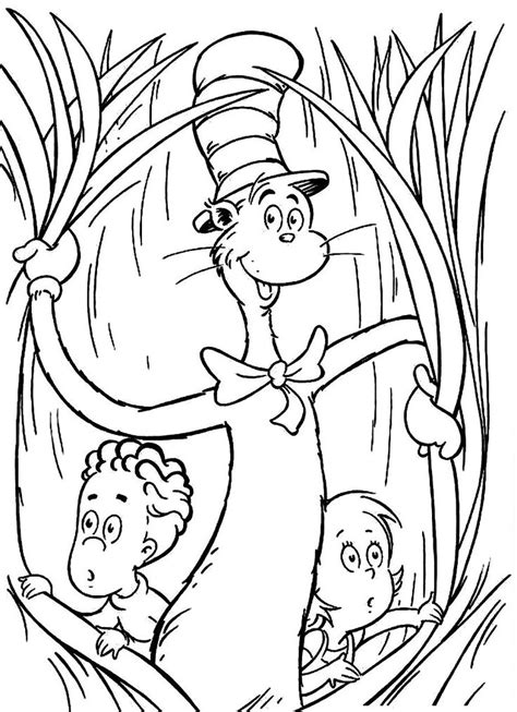 Cat in The Hat Coloring Pages Free | Dr seuss coloring pages, Cartoon