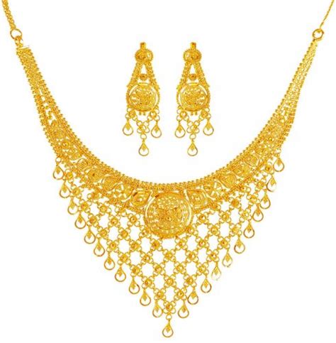 22 Karat Gold Necklace Set Ajns62261 22k Gold Indian Design