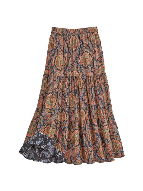 Catalog Classics Womens Paisley Print Reversible Broomstick Skirt 36
