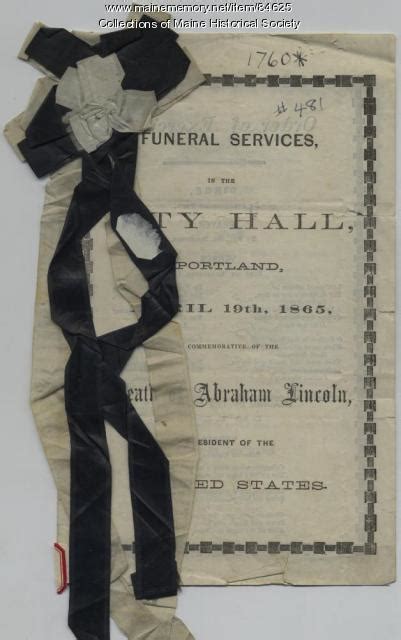 President Lincoln Funeral Program Portland 1865 Maine Memory Network
