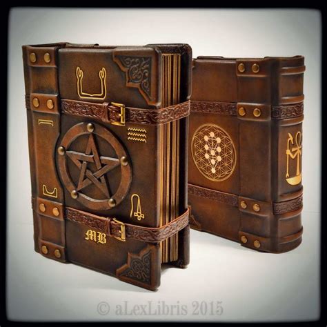 Grimoire Medieval Books Leather Bound Journal Witch Books Wooden