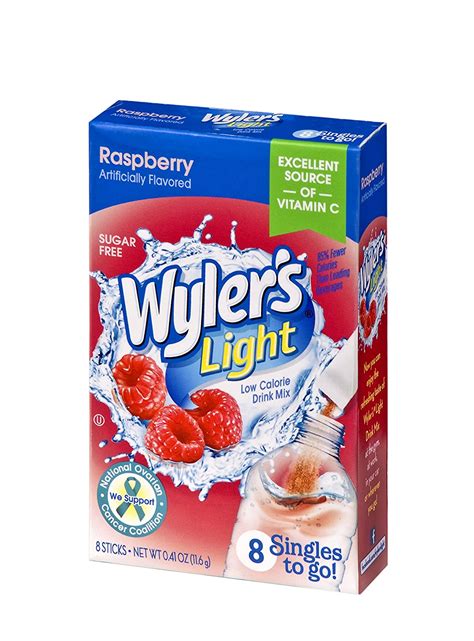 Wylers Light Singles To Go Powder Packets Water Drink Mix Raspberry