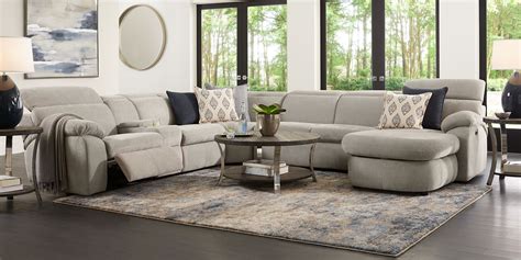 Crescent Place Gray 9 Pc Power Reclining Sleeper Sectional Living Room