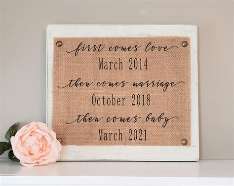 Personalized Pregnancy Announcement First Comes Love Then Etsy