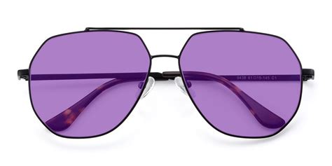 Black Grandpa Oversized Geometric Tinted Sunglasses With Medium Purple Sunwear Lenses 9438