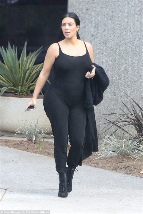 Kim Kardashian Who Is Four Months Pregnant Rocked A Tight Black