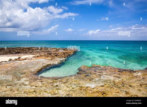 The Rocky Landscape With A Ladder On Grand Cayman Island Seven Mile