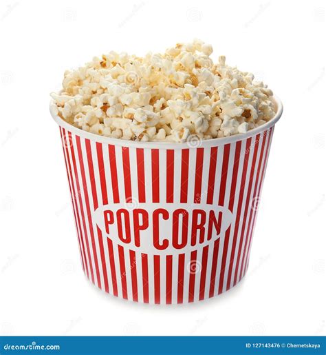 Carton Bucket With Delicious Fresh Popcorn Stock Photo Image Of