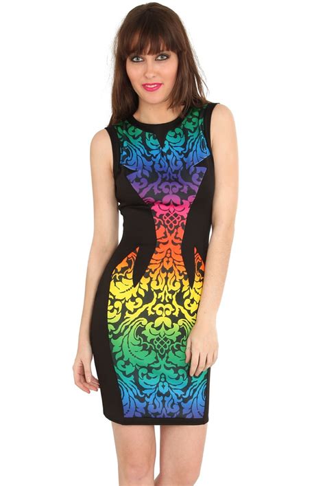 Rainbow Bodycon Dress Fashion Mini Dress Dresses