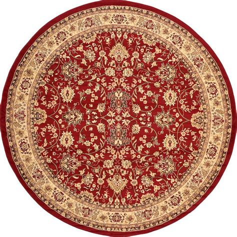 Unique Loom Kashan Burgundy 8 Ft X 8 Ft Round Area Rug 3119297 The