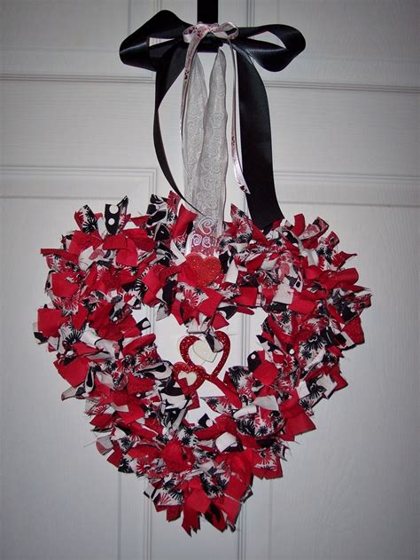Valentines Day Rag Wreath Out Of Scraps Of Fabric Rag Wreath