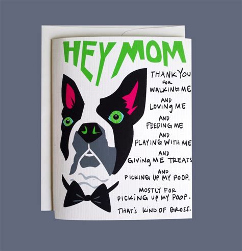 Dog Mom Funny Boston Terrier Mothers Day Card Diy Etsy