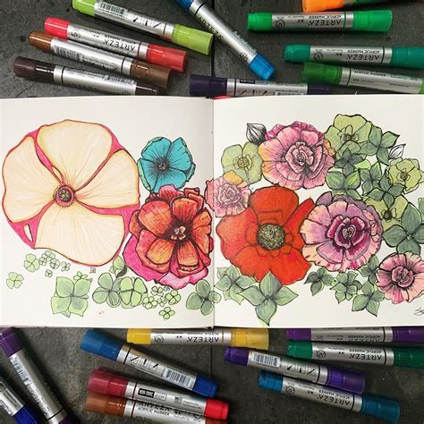 Acrylic Markers Set Of 20 Marker Art Markers Set Flower Drawing
