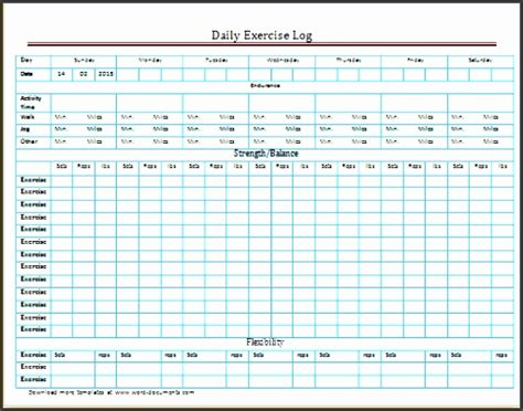 Exercise Excel Template Printable Paper Template Images