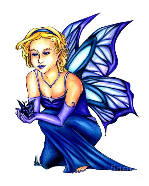 Butterfly With Blond Fairy Drawing Drawing By Kristin Aquariann Fine